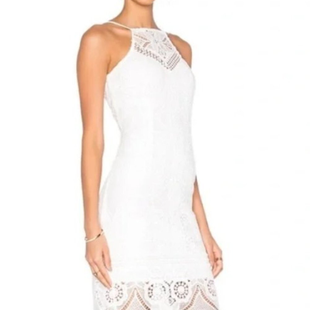 J.O.A. Lace Crochet Halter Midi Dress